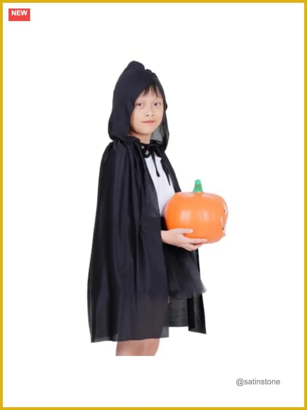 Kids Hooded Cloak Cape Halloween Costume Medieval Dress Up Polyester